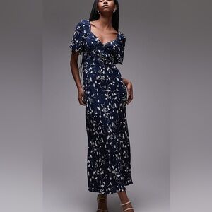 & Other Stories Navy and White Floral Maxi Dress
